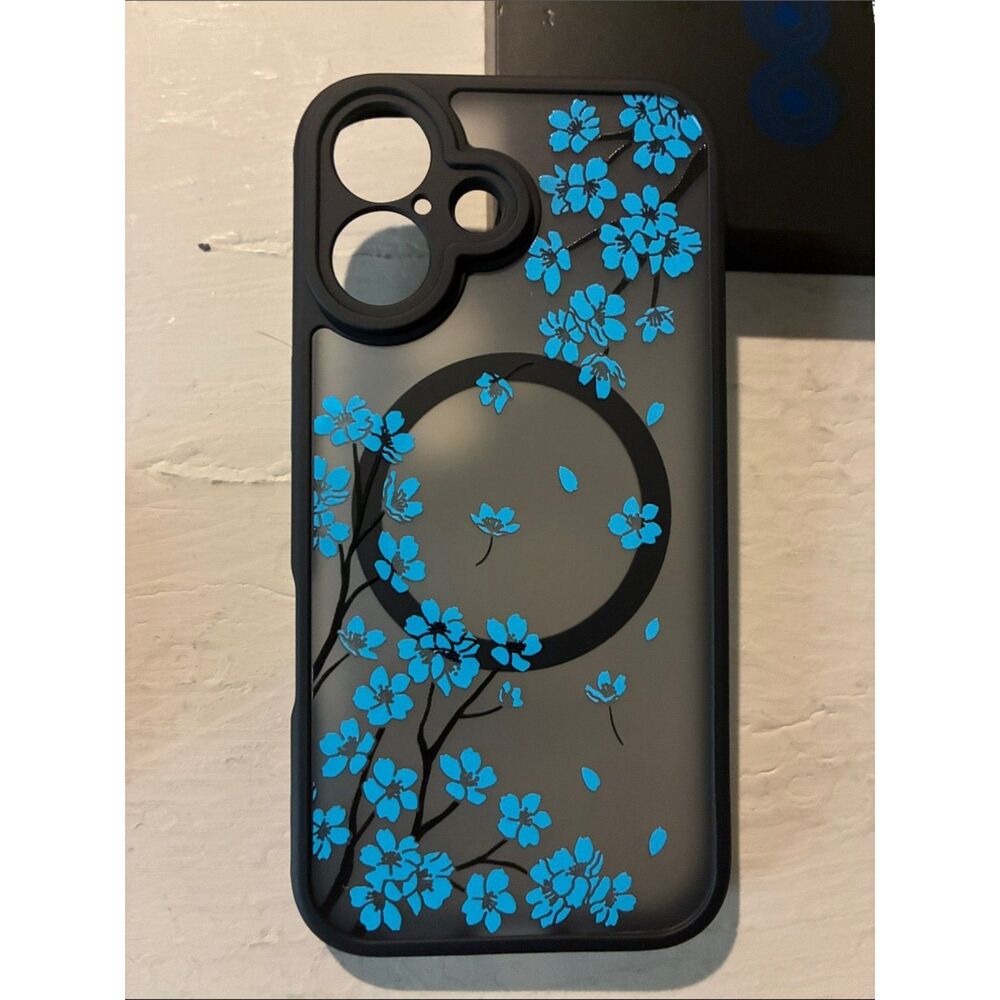 Blue Floral Flowers Phone Case Fit for iPhone 16 6.1 Inch, 20J-206PH009